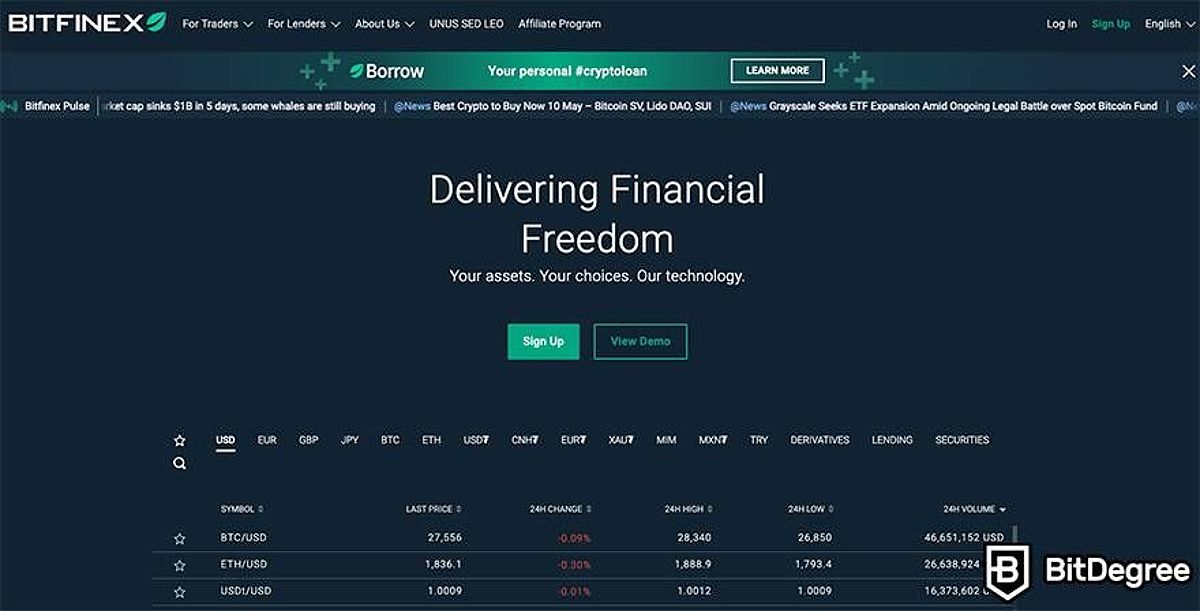 Crypto paper trading app: Bitfinex