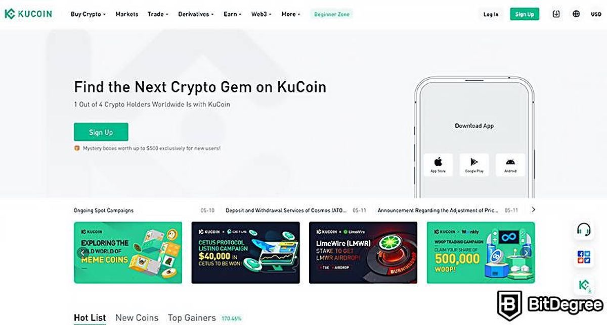 Crypto paper trading app: KuCoin