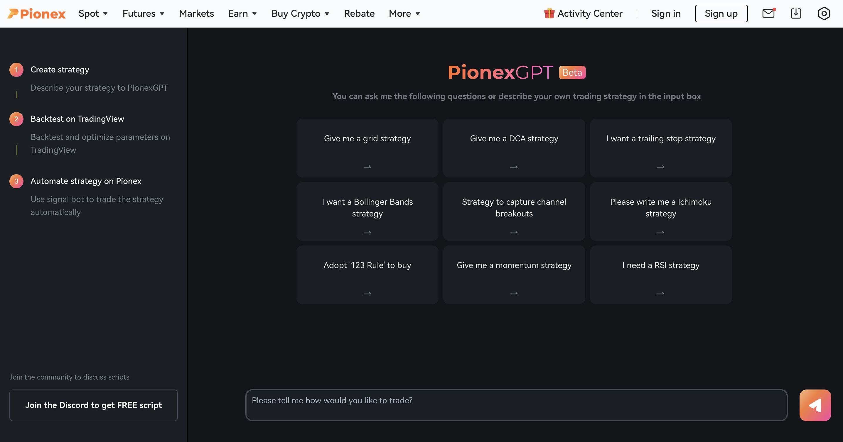 PionexGPT Interface